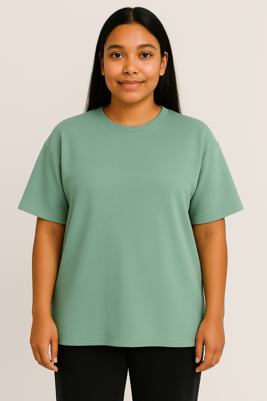 Women’s Oversized Cotton Lycra Loop Knit T-Shirt – Stretchy & Soft | All Colors Available